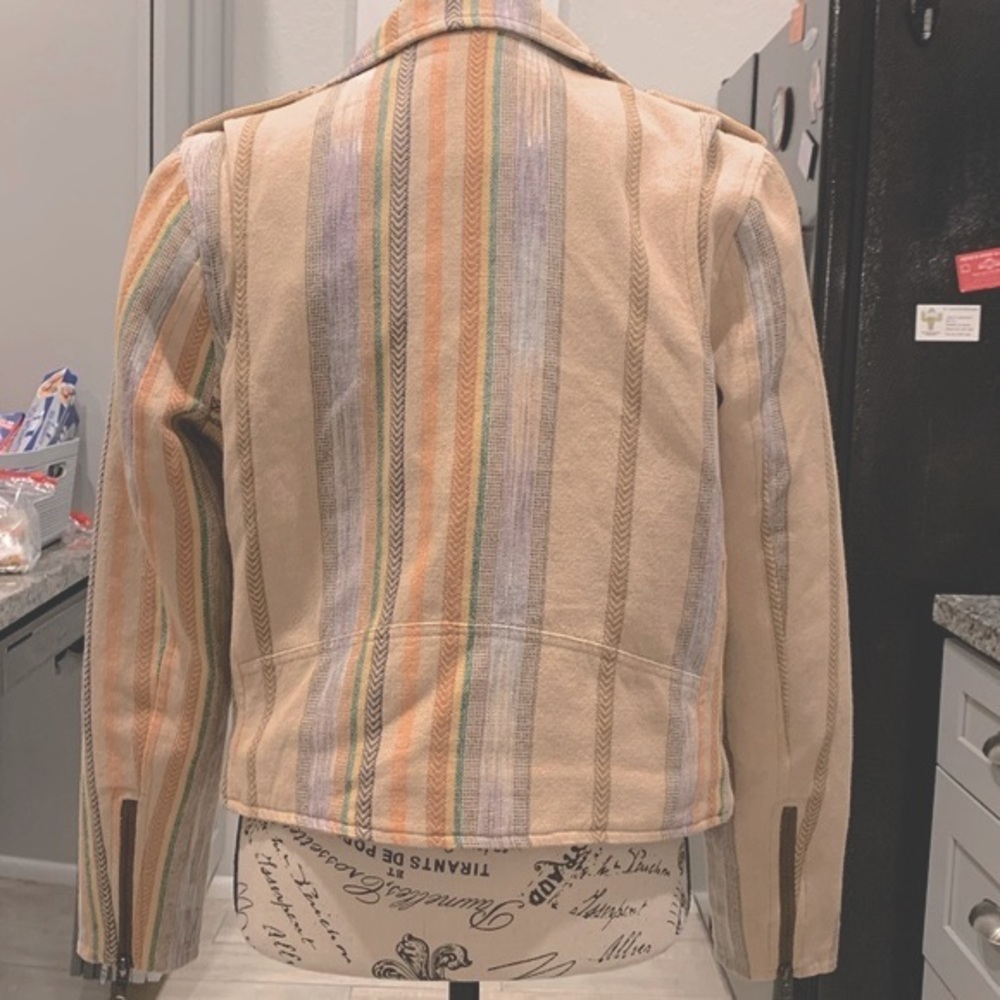 FRYE Carly Chevron Striped Print Moto Jacket - Picture 7 of 11